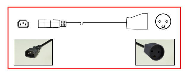ADAPTER, IEC 60320 C-14 MALE PLUG, DENMARK TYPE K DE1-13R CONNECTOR, 0.3 METERS (1 FOOT) (12") LONG. BLACK.
<br><font color="yellow">Length: 0.3 METERS (1 FOOT)</font> 

<br><font color="yellow">*</font><font color="yellow">*</font> Scroll down to view related product groups including similar adapters or select from Adapter Links and Transformer Links.
<br><font color="yellow">*</font> Adapter Links:  
<font color="yellow">-</font> <a href="https://www.internationalconfig.com/plug_adapt.asp" style="text-decoration: none">Country Specific Adapters</a> <font color="yellow">-</font> <a href="https://www.internationalconfig.com/universal_plug_adapters_multi_configuration_electrical_adapters.asp" style="text-decoration: none">Universal Adapters</a> <font color="yellow">-</font> <a href="https://www.internationalconfig.com/icc5.asp?productgroup=%27Plug%20Adapters%2C%20International%27" style="text-decoration: none">Entire List of Adapters</a> <font color="yellow">-</font> <a href="https://www.internationalconfig.com/Electrical_Adapters_C13_C14_C19_C20_C15_C7_C5_C21_60309_and_Electrical_Adapter_Power_Cords.asp" style="text-decoration: none">IEC 60320 Adapters</a> <font color="yellow">-</font><BR> <a href="https://www.internationalconfig.com/icc6.asp?item=IEC60320-Power-Cord-Splitters" style="text-decoration: none">IEC 60320 Splitter Adapters </a> <font color="yellow">-</font> <a href="https://www.internationalconfig.com/icc6.asp?item=IEC60320-Power-Cord-Splitters" style="text-decoration: none">NEMA Splitter Adapters </a> <font color="yellow">-</font> <a href="https://www.internationalconfig.com/icc6.asp?item=888-2126-ADPU" style="text-decoration: none">IEC 60309 Adapters</a> <font color="yellow">-</font> <a href="https://www.internationalconfig.com/cordhelp.asp" style="text-decoration: none">Worldwide and IEC Power Cord Selector</a>.
<br><font color="yellow">*</font> Transformer Links: <font color="yellow">-</font> <a href="https://www.internationalconfig.com/icc6.asp?item=Transformers" style="text-decoration: none">Step-Up, Step-Down Transformers & Voltage Converters </a>.