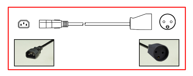 ADAPTER, IEC 60320 C-14 MALE PLUG, DENMARK TYPE K DE1-13R CONNECTOR, 0.3 METERS (1 FOOT) (12") LONG. BLACK.
<br><font color="yellow">Length: 0.3 METERS (1 FOOT)</font> 

<br><font color="yellow">*</font><font color="yellow">*</font> Scroll down to view related product groups including similar adapters or select from Adapter Links and Transformer Links.
<br><font color="yellow">*</font> Adapter Links:  
<font color="yellow">-</font> <a href="https://www.internationalconfig.com/plug_adapt.asp" style="text-decoration: none">Country Specific Adapters</a> <font color="yellow">-</font> <a href="https://www.internationalconfig.com/universal_plug_adapters_multi_configuration_electrical_adapters.asp" style="text-decoration: none">Universal Adapters</a> <font color="yellow">-</font> <a href="https://www.internationalconfig.com/icc5.asp?productgroup=%27Plug%20Adapters%2C%20International%27" style="text-decoration: none">Entire List of Adapters</a> <font color="yellow">-</font> <a href="https://www.internationalconfig.com/Electrical_Adapters_C13_C14_C19_C20_C15_C7_C5_C21_60309_and_Electrical_Adapter_Power_Cords.asp" style="text-decoration: none">IEC 60320 Adapters</a> <font color="yellow">-</font><BR> <a href="https://www.internationalconfig.com/icc6.asp?item=IEC60320-Power-Cord-Splitters" style="text-decoration: none">IEC 60320 Splitter Adapters </a> <font color="yellow">-</font> <a href="https://www.internationalconfig.com/icc6.asp?item=IEC60320-Power-Cord-Splitters" style="text-decoration: none">NEMA Splitter Adapters </a> <font color="yellow">-</font> <a href="https://www.internationalconfig.com/icc6.asp?item=888-2126-ADPU" style="text-decoration: none">IEC 60309 Adapters</a> <font color="yellow">-</font> <a href="https://www.internationalconfig.com/cordhelp.asp" style="text-decoration: none">Worldwide and IEC Power Cord Selector</a>.
<br><font color="yellow">*</font> Transformer Links: <font color="yellow">-</font> <a href="https://www.internationalconfig.com/icc6.asp?item=Transformers" style="text-decoration: none">Step-Up, Step-Down Transformers & Voltage Converters </a>.