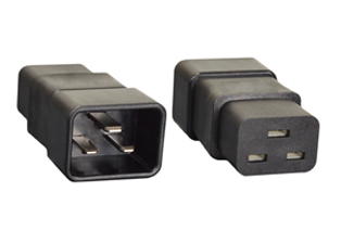 ADAPTER, 16 AMPERE 250 VOLT, IEC 60320 C-20 PLUG, IEC 60320 C-19 CONNECTOR, 2 POLE-3 WIRE GROUNDING (2P+E). BLACK.

<br><font color="yellow">Notes: </font> 
<br><font color="yellow">*</font> Mates with IEC 60320 C-19 power outlets and cord sets.
<br><font color="yellow">*</font><font color="yellow">*</font> Scroll down to view related product groups including similar adapters or select from Adapter Links and Transformer Links.
<br><font color="yellow">*</font> Adapter Links:  
<font color="yellow">-</font> <a href="https://www.internationalconfig.com/plug_adapt.asp" style="text-decoration: none">Country Specific Adapters</a> <font color="yellow">-</font> <a href="https://www.internationalconfig.com/universal_plug_adapters_multi_configuration_electrical_adapters.asp" style="text-decoration: none">Universal Adapters</a> <font color="yellow">-</font> <a href="https://www.internationalconfig.com/icc5.asp?productgroup=%27Plug%20Adapters%2C%20International%27" style="text-decoration: none">Entire List of Adapters</a> <font color="yellow">-</font> <a href="https://www.internationalconfig.com/Electrical_Adapters_C13_C14_C19_C20_C15_C7_C5_C21_60309_and_Electrical_Adapter_Power_Cords.asp" style="text-decoration: none">IEC 60320 Adapters</a> <font color="yellow">-</font><BR> <a href="https://www.internationalconfig.com/icc6.asp?item=IEC60320-Power-Cord-Splitters" style="text-decoration: none">IEC 60320 Splitter Adapters </a> <font color="yellow">-</font> <a href="https://www.internationalconfig.com/icc6.asp?item=IEC60320-Power-Cord-Splitters" style="text-decoration: none">NEMA Splitter Adapters </a> <font color="yellow">-</font> <a href="https://www.internationalconfig.com/icc6.asp?item=888-2126-ADPU" style="text-decoration: none">IEC 60309 Adapters</a> <font color="yellow">-</font> <a href="https://www.internationalconfig.com/cordhelp.asp" style="text-decoration: none">Worldwide and IEC Power Cord Selector</a>.
<br><font color="yellow">*</font> Transformer Links: <font color="yellow">-</font> <a href="https://www.internationalconfig.com/icc6.asp?item=Transformers" style="text-decoration: none">Step-Up, Step-Down Transformers & Voltage Converters </a>.