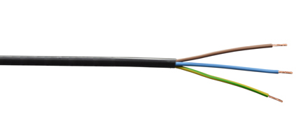 <font color="yellow">Cordage: SJTO (13 AWG) / H05VV-F (2.5mm)</font>
<br>
UNIVERSAL UL, CSA, EUROPEAN "HAR" SJTO / H05VV-F CORDAGE, 3 CONDUCTORS, 14AWG (13AWG) (2.5mm), STRANDING (CLASS 5 FINE WIRE), "HAR" 500 VOLT, UL/CSA 300 VOLT, TEST VOLTAGE 2000V, UV RESISTANT, OIL RESISTANT (I/II) PVC JACKET, PVC INSULATED CONDUCTORS (BLUE, BROWN, GREEN/YELLOW), NOMINAL JACKET O.D. = 0.407" (10.3mm), UL TEMP. RATING = -25C TO +90C, "HAR" TEMP. RATING = -30C TO +70C. BLACK.

