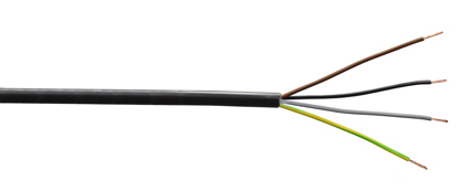 <font color="yellow">Cordage: SJTO (13 AWG) / H05VV-F (2.5mm)</font>
<br>
UNIVERSAL UL, CSA, EUROPEAN "HAR" SJTO / H05VV-F CORDAGE, 4 CONDUCTORS, 14AWG (13AWG) (2.5mm), STRANDING (CLASS 5 FINE WIRE), "HAR" 500 VOLT, UL/CSA 300 VOLT, TEST VOLTAGE 2000V, UV RESISTANT, OIL RESISTANT (I/II) PVC JACKET, PVC INSULATED CONDUCTORS (BROWN, BLACK, GRAY, GREEN/YELLOW), NOMINAL JACKET O.D. = 0.447" (11.4mm), UL TEMP. RATING = -25C TO +90C, "HAR" TEMP. RATING = -30C TO +70C. BLACK.