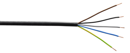 <font color="yellow">Cordage: SJTO (15 AWG) / H05VV-F (1.5mm)</font>
<br>
UNIVERSAL UL, CSA, EUROPEAN "HAR" SJTO / H05VV-F CORDAGE, 5 CONDUCTORS, 16AWG (15AWG) (1.5mm), STRANDING (CLASS 5 FINE WIRE), "HAR" 500 VOLT, UL/CSA 300 VOLT, TEST VOLTAGE 2000V, UV RESISTANT, OIL RESISTANT (I/II) PVC JACKET, PVC INSULATED CONDUCTORS (BLUE, BROWN, BLACK, GRAY, GREEN/YELLOW), NOMINAL JACKET O.D. = 0.405" (10.3mm), UL TEMP. RATING = -25C TO +90C, "HAR" TEMP. RATING = -30C TO +70C. BLACK.