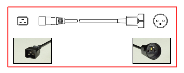 IEC 60320 C-20 PLUG ADAPTER, 16 AMPERE-250 VOLT. CONNECTS CEE 7/5 FRANCE / BELGIUM TYPE E (FR1-16P) PLUGS WITH IEC 60320 C-19 CONNECTORS / OUTLETS, 2 POLE-3 WIRE GROUNDING, 0.3 METERS (1 FOOT) (12") LONG. BLACK.
<br><font color="yellow">Length: 0.3 METERS (1 FOOT)</font>

<br><font color="yellow">Notes: </font>  
<br><font color="yellow">*</font><font color="yellow">*</font> Scroll down to view related product groups including similar adapters or select from Adapter Links and Transformer Links.
<br><font color="yellow">*</font> Adapter Links:  
<font color="yellow">-</font> <a href="https://www.internationalconfig.com/plug_adapt.asp" style="text-decoration: none">Country Specific Adapters</a> <font color="yellow">-</font> <a href="https://www.internationalconfig.com/universal_plug_adapters_multi_configuration_electrical_adapters.asp" style="text-decoration: none">Universal Adapters</a> <font color="yellow">-</font> <a href="https://www.internationalconfig.com/icc5.asp?productgroup=%27Plug%20Adapters%2C%20International%27" style="text-decoration: none">Entire List of Adapters</a> <font color="yellow">-</font> <a href="https://www.internationalconfig.com/Electrical_Adapters_C13_C14_C19_C20_C15_C7_C5_C21_60309_and_Electrical_Adapter_Power_Cords.asp" style="text-decoration: none">IEC 60320 Adapters</a> <font color="yellow">-</font><BR> <a href="https://www.internationalconfig.com/icc6.asp?item=IEC60320-Power-Cord-Splitters" style="text-decoration: none">IEC 60320 Splitter Adapters </a> <font color="yellow">-</font> <a href="https://www.internationalconfig.com/icc6.asp?item=IEC60320-Power-Cord-Splitters" style="text-decoration: none">NEMA Splitter Adapters </a> <font color="yellow">-</font> <a href="https://www.internationalconfig.com/icc6.asp?item=888-2126-ADPU" style="text-decoration: none">IEC 60309 Adapters</a> <font color="yellow">-</font> <a href="https://www.internationalconfig.com/cordhelp.asp" style="text-decoration: none">Worldwide and IEC Power Cord Selector</a>.
<br><font color="yellow">*</font> Transformer Links: <font color="yellow">-</font> <a href="https://www.internationalconfig.com/icc6.asp?item=Transformers" style="text-decoration: none">Step-Up, Step-Down Transformers & Voltage Converters </a>.