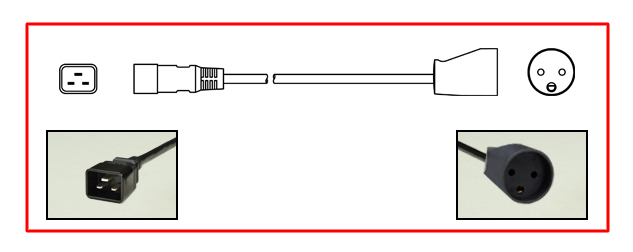 ADAPTER, 13 AMPERE 250 VOLT, IEC 60320 C-20 PLUG & DE1-13R TYPE K CONNECTOR, 2 POLE-3 WIRE GROUINDING. CONNECTS DENMARK PLUGS WITH IEC 60320 C-19 OUTLETS/CONNECTORS, 0.3 METERS (1 FOOT) (12") LONG. BLACK.
<br><font color="yellow">Length: 0.3 METERS (1 FOOT)</font>

<br><font color="yellow">Notes: </font>  
<br><font color="yellow">*</font><font color="yellow">*</font> Scroll down to view related product groups including similar adapters or select from Adapter Links and Transformer Links.
<br><font color="yellow">*</font> Adapter Links:  
<font color="yellow">-</font> <a href="https://www.internationalconfig.com/plug_adapt.asp" style="text-decoration: none">Country Specific Adapters</a> <font color="yellow">-</font> <a href="https://www.internationalconfig.com/universal_plug_adapters_multi_configuration_electrical_adapters.asp" style="text-decoration: none">Universal Adapters</a> <font color="yellow">-</font> <a href="https://www.internationalconfig.com/icc5.asp?productgroup=%27Plug%20Adapters%2C%20International%27" style="text-decoration: none">Entire List of Adapters</a> <font color="yellow">-</font> <a href="https://www.internationalconfig.com/Electrical_Adapters_C13_C14_C19_C20_C15_C7_C5_C21_60309_and_Electrical_Adapter_Power_Cords.asp" style="text-decoration: none">IEC 60320 Adapters</a> <font color="yellow">-</font><BR> <a href="https://www.internationalconfig.com/icc6.asp?item=IEC60320-Power-Cord-Splitters" style="text-decoration: none">IEC 60320 Splitter Adapters </a> <font color="yellow">-</font> <a href="https://www.internationalconfig.com/icc6.asp?item=IEC60320-Power-Cord-Splitters" style="text-decoration: none">NEMA Splitter Adapters </a> <font color="yellow">-</font> <a href="https://www.internationalconfig.com/icc6.asp?item=888-2126-ADPU" style="text-decoration: none">IEC 60309 Adapters</a> <font color="yellow">-</font> <a href="https://www.internationalconfig.com/cordhelp.asp" style="text-decoration: none">Worldwide and IEC Power Cord Selector</a>.
<br><font color="yellow">*</font> Transformer Links: <font color="yellow">-</font> <a href="https://www.internationalconfig.com/icc6.asp?item=Transformers" style="text-decoration: none">Step-Up, Step-Down Transformers & Voltage Converters </a>.