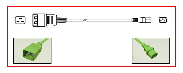 PLUG ADAPTER, DETACHABLE POWER CORD, 15 AMPERE-250 VOLT, IEC 60320 C-20 PLUG, IEC 60320 C-13 CONNECTOR, 14/3 AWG SJT, 105C, 2 POLE-3 WIRE GROUNDING (2P+E), 3.05 METERS (10 FEET) (120") LONG. GREEN.
<br><font color="yellow">Length: 3.05 METERS (10 FEET)</font>
<br>
<br>

<div style="width:825px">
<div style="float:left"><font color="yellow">*</font>Scroll down to view related color power cords. <font color="yellow">**</font>Return to our color cord selector:</div>
<div style="float:left"><img src="../images/yellow_arrow.png" style="width:20px; margin-left:5px"></div>
<div style="float:left"><a href="https://internationalconfig.com/Color-Power-Cords-Color-Cord-Sets-Red-Blue-Green-Color-Power-Cords-C13-C14-C15-C20-C19-IEC-60320-NEMA-5-15-Red-Blue-Green-Color-Power-Cords.asp">
<img src="../images/color_power_cords_icc6.jpg" style="height:45px; border:2px solid #999999; margin-left:5px"></a></div>
</div>