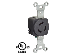 15 AMPERE-250 VOLT NEMA L6-15R LOCKING OUTLET (2P+E), 2 POLE-3 WIRE GROUNDING. BLACK.