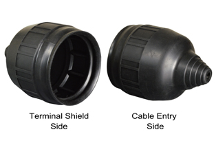 WEATHERPROOF / DUSTPROOF COVER-TERMINAL SHIELD. RUBBER (TPR), BLACK. 

<br><font color="yellow">Notes: </font> 
<br><font color="yellow">*</font> Mounts on flanged outlets #L1420-FO, L1430-FO, L1520-FO, L1530-FO, L1620-FO, L1630-FO, L2120-FO, L2130-FO, L2220-FO, L2230-FO.
<br><font color="yellow">*</font> Mounts on flanged inlets #L1420-FI, L1430-FI, L1520-FI, L1530-FI, L1620-FI, L1630-FI, L2120-FI, L2130-FI, L2220-FI, L2230-FI.
