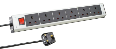 UK, BRITISH, UNITED KINGDOM 13 AMPERE-250 VOLT 6 OUTLET PDU POWER STRIP, BS 1363A TYPE G SOCKETS (UK1-13R), SHUTTERED CONTACTS, ILLUMINATED ON/OFF DOUBLE POLE SWITCH, 2 POLE-3 WIRE GROUNDING (2P+E), 3.0 METER (9FT-10IN) CORD WITH 13A-250V BS 1362 FUSED ANGLE PLUG (UK1-13P). BLACK/GRAY.

<br><font color="yellow">Notes: </font> 
<br><font color="yellow">*</font> British, United Kingdom power cords, plugs, GFCI-RCD outlets, connectors, socket strips, extension cords, plug adapters listed below in related products. Scroll down to view.
