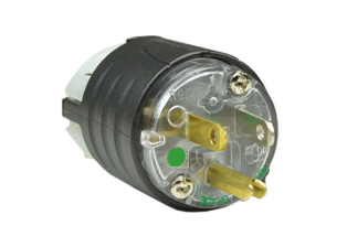 15A-125V HOSPITAL GRADE PLUG, <font color="yellow"> TYPE B</font>, GREEN DOT NEMA 5-15P, POWER CORD DUST / MOISTURE SHIELD, IMPACT RESISTANT NYLON BODY, 2 POLE-3 WIRE GROUNDING (2P+E), TERMINALS ACCEPT 10/3, 12/3, 14/3, 16/3, 18/3 AWG CONDUCTORS, 0.230-0.720" CORD GRIP RANGE. BLACK/CLEAR. UL/CSA LISTED.

<br><font color="yellow">Notes: </font> 
<br><font color="yellow">*</font> Screw torque: Terminal screws = 12 in. lbs., Strain relief / assembly screws = 8-10 in. lbs.
<br><font color="yellow">*</font>  Plugs, connectors, receptacles, power cords, power strips, weatherproof outlets are listed below in related products. Scroll down to view.




 