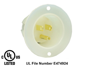 15 AMPERE-125 VOLT NEMA 5-15P FLANGED PANEL MOUNT POWER INLET, IMPACT RESISTANT NYLON, 2 POLE-3 WIRE GROUNDING (2P+E), SPECIFICATION GRADE. WHITE. 
<br><font color="yellow">Notes: </font> 

<br><font color="yellow">*</font> Weatherproof / dust proof applications use #5200-WC cover & #5200-WTC terminal shield or # 79480 WP Cover.
 <br><font color="yellow">*</font> Temp. range = -40C to +75C. Terminals accept 16AWG-10AWG. Max. torque = 11 in. lbs.
<br><font color="yellow">**</font> NEMA Panel Mount Power Inlets with same mounting pattern listed below.
<BR>**NEMA 5-15P Inlet #5278-SS (15A-125V). Accepts NEMA 5-15R & NEMA 5-20R connectors. 
<BR>**NEMA 5-20P Inlet #5378-SS (20A-125V). Accepts NEMA 5-20R connectors.
<BR>**NEMA 6-15P Inlet #5678-SS (15A-250V). Accepts NEMA 6-15R connectors & NEMA 6-20R connectors. 
<BR>**NEMA 6-20P Inlet #5478-SS (20A-250V). Accepts NEMA 6-20R connectors.
<BR>**NEMA L5-15R LOCKING inlet #4716-SS (15A-125V). Accepts NEMA L5-15R Locking connectors.
<BR>**NEMA L6-15P LOCKING inlet #L615-FI (15A-250V). Accepts NEMA L6-15R Locking connectors.

<br><font color="yellow">View:</font> High Power NEMA Locking 20A, 30A Power Inlets. <a href="https://www.internationalconfig.com/catalog_pages/flanged_inlets_flanged_outlets_guide.pdf" style="text-decoration: none">NEMA Flanged Inlets 
 & Outlets Guide</a>

<br><font color="yellow">*</font> NEMA Plugs, Outlets, Power Cords, PDU Strips, Inlets, Outlets are listed below in related products. Scroll down to view.

 