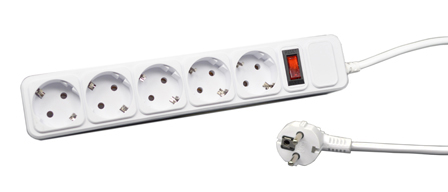 EUROPEAN GERMAN SCHUKO CEE 7/3 (EU1-16R) 10A-250V (1700 WATTS), 50HZ, PDU POWER STRIP, FIVE <font color=ORANGE>(45 ANGLE)</font> OUTLETS, SURGE PROTECTED, ILLUMINATED ON/OFF 10 AMP SINGLE POLE CIRCUIT BREAKER, 2 POLE-3 WIRE GROUNDING (2P+E),1.8 METER (6 FOOT) CORD. WHITE. 


<br><font color="yellow">Notes: </font> 
<br><font color="yellow">*</font> Max surge dissipation 72 Joules. Max wattage 1700 watts. 

<br><font color="yellow">*</font> Max surge voltage = 4500 volts, Max spike current = 4500 Amp. Clamping response less than 50 nanoseconds.


<br><font color="yellow">*</font> PDU horizontal rack mount applications. Use #52019, #52019-BLK rack mounting plates.
<br><font color="yellow">*</font> European Schuko plugs, outlets, power cords, connectors, outlet strips, GFCI sockets listed below in related products. Scroll down to view.