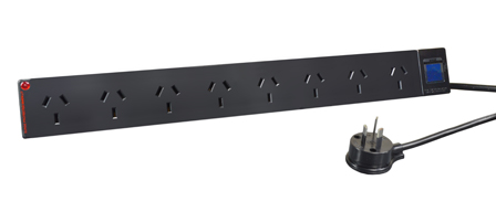 AUSTRALIA, NEW ZEALAND 10 AMPERE 230-240 VOLT (2400 WATT) AS/NZS 4417 (RCM), AS/NZS 3105 (AU1-10R), 8 OUTLET PDU POWER STRIP, CIRCUIT BREAKER, SURGE PROTECTION 175 JOULES 775V MAX. CLAMPING VOLTAGE, INDICATOR LIGHT, 2 POLE-3 WIRE GROUNDING (2P+E), 1.8 METER (5FT-11IN) LONG CORD. BLACK. 

<br><font color="yellow">Notes: </font> 
<br><font color="yellow">*</font> For horizontal rack applications use #52019-BLK mounting plate.

