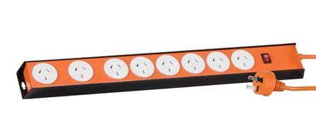 AUSTRALIA, NEW ZEALAND 10 AMPERE 240 VOLT, 50 HZ, 8 OUTLET HEAVY DUTY PDU POWER STRIP, AU1-10R, SURGE PROTECTION, EMI & RFI FILTER, RED ON/OFF INDICATOR LIGHT, CIRCUIT BREAKER, 10 AMPERE 2400 WATT MAX RATING, 2 POLE-3 WIRE GROUNDING (2P+E), 1.2 METER (5FT-11 IN) CORD AND PLUG, METAL HOUSING. COLOR: ORANGE WITH WHITE OUTLETS.

<br><font color="yellow">Notes: </font> 
<br><font color="yellow">*</font> Surge Current: 18,000 Amps (3x6,000A), Surge Protector: Metal Oxide Varistor
<br><font color="yellow">*</font> Typical Capacitance: 400pF, Clamping Voltage: 275V, Energy Absorption: 175 joules, Response Time: <20 nano second.

<br><font color="yellow">*</font> Australia / New Zealand plugs, outlets, power cords, connectors, outlet strips, GFCI sockets listed below in related products. Scroll down to view.
