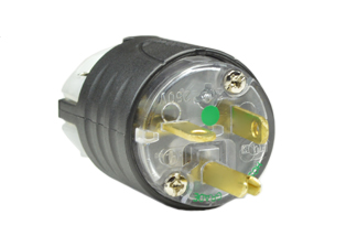 20A-250V HOSPITAL GRADE PLUG, GREEN DOT NEMA 6-20P, POWER CORD DUST / MOISTURE SHIELD, IMPACT RESISTANT NYLON BODY, 2 POLE-3 WIRE GROUNDING (2P+E), TERMINALS ACCEPT 10/3, 12/3, 14/3, 16/3, 18/3 AWG CONDUCTORS, 0.230-0.720" CORD GRIP RANGE. UL/CSA LISTED. BLACK/CLEAR.  

<br><font color="yellow">Notes: </font> 
<br><font color="yellow">*</font> Screw torque: Terminal screws = 12 in. lbs., Strain relief / assembly screws = 8-10 in. lbs.
<br><font color="yellow">*</font> Plugs, connectors, receptacles, power cords, power strips, weatherproof outlets are listed below in related products. Scroll down to view.

  