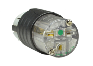 20A-250V HOSPITAL GRADE CONNECTOR, GREEN DOT NEMA 6-20R, POWER CORD DUST / MOISTURE SHIELD, IMPACT RESISTANT NYLON BODY, 2 POLE-3 WIRE GROUNDING (2P+E), TERMINALS ACCEPT 10/3, 12/3, 14/3, 16/3, 18/3 AWG CONDUCTORS, 0.230-0.720" CORD GRIP RANGE. UL/CSA LISTED. BLACK/CLEAR.  

<br><font color="yellow">Notes: </font> 
<br><font color="yellow">*</font> Connector accepts NEMA 6-20P (20A-250V) plugs & NEMA 6-15P (15A-250V) plugs.
<br><font color="yellow">*</font> Screw torque: Terminal screws = 12 in. lbs., Strain relief / assembly screws = 8-10 in. lbs.
<br><font color="yellow">*</font> Plugs, connectors, receptacles, power cords, power strips, weatherproof outlets are listed below in related products. Scroll down to view.
