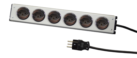 SWITZERLAND 16 AMPERE-250 VOLT SEV 1011 T23 [SW2-16R & SW1-10R] 6 OUTLET PDU POWER STRIP, 2 POLE-3 WIRE GROUNDING [2P+E], 3.0 METER [9FT-10IN] POWER CORD [SW2-16P PLUG]. BLACK BASE/GRAY COVER. 

<br><font color="yellow">Notes: </font> 
<br><font color="yellow">*</font> Accepts 10 Ampere [SW1-10P] & 16 Ampere [SW2-16P] Swiss plugs.
<br><font color="yellow">*</font> For horizontal rack applications use #52019, #52019-BLK mounting plates.
<br><font color="yellow">*</font> Switzerland plugs, outlets, power cords, connectors, outlet strips, GFCI sockets listed below in related products. Scroll down to view.