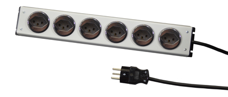 SWITZERLAND 16 AMPERE-250 VOLT SEV 1011 T23 [SW2-16R & SW1-10R] 6 OUTLET PDU POWER STRIP, 2 POLE-3 WIRE GROUNDING [2P+E], 3.0 METER [9FT-10IN] POWER CORD [SW2-16P PLUG]. BLACK BASE/GRAY COVER. 

<br><font color="yellow">Notes: </font> 
<br><font color="yellow">*</font> Accepts 10 Ampere [SW1-10P] & 16 Ampere [SW2-16P] Swiss plugs.
<br><font color="yellow">*</font> For horizontal rack applications use #52019, #52019-BLK mounting plates.
<br><font color="yellow">*</font> Switzerland plugs, outlets, power cords, connectors, outlet strips, GFCI sockets listed below in related products. Scroll down to view.