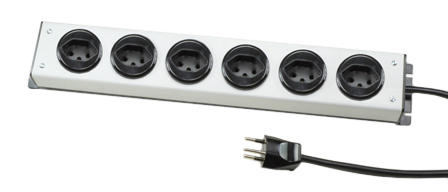 SWITZERLAND 10 AMPERE-250 VOLT SEV 1011 (SW1-10R) 6 OUTLET PDU POWER STRIP, 10 AMP CIRCUIT BREAKER, 2 POLE-3 WIRE GROUNDING (2P+E), 3.0 METER (9FT-10IN) POWER CORD. BLACK BASE/GRAY COVER.

<br><font color="yellow">Notes: </font> 
<br><font color="yellow">*</font> For horizontal rack applications use #52019, #52019-BLK mounting plates.
<br><font color="yellow">*</font> Switzerland plugs, outlets, power cords, connectors, outlet strips, GFCI sockets listed below in related products. Scroll down to view.