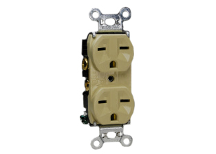 15 AMPERE-250 VOLT NEMA 6-15R AMERICAN DUPLEX OUTLET, 2 POLE-3 WIRE GROUNDING (2P+E), SPECIFICATION GRADE, IMPACT RESISTANT NYLON BODY. IVORY.

<br><font color="yellow">Notes: </font> 
<br><font color="yellow">*</font> Outlet mounts on American 2x4 wall boxes or wall boxes with 3.28" (83mm / 84mm) mounting centers.

<br><font color="yellow">*</font> NEMA 5-15R outlets & <font color="yellow">Universal outlets </font> 
for European, British wall boxes available. View <a href="https://internationalconfig.com/icc6.asp?item=73551-US" style="text-decoration: none">NEMA 5-15R & Universal Versions</a>

