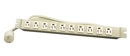 15 AMPERE-125 VOLT 10 OUTLET RACK MOUNT <font color="RED"> LOCKING  </font> PDU POWER STRIP,<font color="RED"> JAPAN JIS C 8303 (JA5-15R) OUTLETS "LOCK IN" AMERICAN STRAIGHT BLADE (NEMA 5-15P, NEMA 1-15P) PLUGS, JAPAN (JA1-15P) PLUGS </font> </font>, FOUR POSITION RACK MOUNT BRACKETS, 2 POLE-3 WIRE GROUNDING (2P+E), 3.0 METER (9FT-10IN) POWER CORD. IVORY. PSE, JET APPROVED.

<br><font color="yellow">Notes: </font> 
<br><font color="yellow">*</font> Outlet accepts 15A-125V American NEMA 5-15P, NEMA 1-15P plugs, Japan JA1-15P plugs. <font color="YELLOW"> Locking versions available #56506-LK (6 outlets), #56510-LK (10 outlets). </font> Prevents accidental disconnects.

 
 








 
 