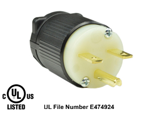 15 AMPERE-250 VOLT NEMA 6-15P PLUG, IMPACT RESISTANT NYLON BODY, 2 POLE-3 WIRE GROUNDING (2P+E), SPECIFICATION GRADE. BLACK / WHITE. TERMINALS ACCEPT 18/3, 16/3, 14/3, 12/3 AWG SIZE CONDUCTORS. STRAIN RELIEF (CORD GRIP RANGE) = 0.300-0.650" DIA.

<br><font color="yellow">Notes: </font> 
<br><font color="yellow">*</font> NEMA 6-15P plugs connect with NEMA 6-15R (15A-250V) & NEMA 6-20R (20A-250V) receptacles, connectors, outlets.
<br><font color="yellow">*</font> Screw torque: Terminal screws = 12 in. lbs, Strain relief / assembly screws = 8-10 in. lbs.
<br><font color="yellow">*</font> Temp. range = -40C to +75C.
<br><font color="yellow">*</font> Plugs, connectors, receptacles, power cords, power strips, weatherproof outlets are listed below in related products. Scroll down to view.

