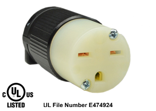 15 AMPERE-250 VOLT (NEMA 6-15R) CONNECTOR, IMPACT RESISTANT NYLON BODY, 2 POLE-3 WIRE GROUNDING (2P+E), SPECIFICATION GRADE. BLACK / WHITE. TERMINALS ACCEPT 18/3, 16/3, 14/3, 12/3 AWG SIZE CONDUCTORS. STRAIN RELIEF (CORD GRIP RANGE) = 0.300-0.650" DIA.
 

<br><font color="yellow">Notes: </font> 
<br><font color="yellow">*</font> Screw torque: Terminal screws = 12 in. lbs., Strain relief / assembly screws = 8-10 in. lbs.
<br><font color="yellow">*</font> Temp. range = -40�C. to +75�C.
<br><font color="yellow">*</font> Plugs, connectors, receptacles, power cords, power strips, weatherproof outlets are listed below in related products. Scroll down to view.

