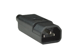 IEC 60320 C-14 PLUG, 15 AMPERE-250 VOLT AND 10 AMPERE-250 VOLT, 2 POLE-3 WIRE GROUNDING (2P+E), ACCEPTS 14 AWG (2.5 mm2) CONDUCTORS, 10 mm (0.394") DIA. CORDAGE, BLACK.  

<br><font color="yellow">Notes: </font> 
<br><font color="yellow">*</font> IEC 60320 plugs, connectors, power cords, outlet strips, sockets, inlets, plug adapters are listed below in related products. Scroll down to view.