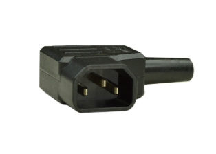 IEC 60320 C-14 LEFT ANGLE PLUG, 10 AMP-250 VOLT, 2 POLE-3 WIRE GROUNDING (2P+E), TERMINALS ACCEPT 18AWG-14AWG CONDUCTORS, MAX ∅14AWG (2.5mm), INTERNAL STRAIN RELIEF ACCEPTS 10mm (0.394") DIAMETER CORD, EXTERNAL STRAIN RELIEF ACCEPTS 7mm (0.276") DIAMETER CORD, POLYAMIDE 6 (NYLON), TEMP. RATING = -30C TO +80C, BLACK. 

<br><font color="yellow">Notes: </font> 
<br><font color="yellow">*</font> IEC 60320 plugs, connectors, power cords, outlet strips, sockets, inlets, plug adapters are listed below in related products. Scroll down to view.