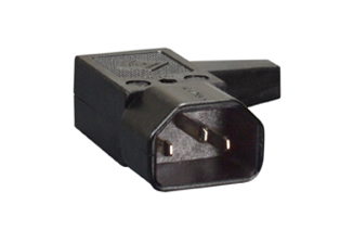 IEC 60320 (320) C-14 LEFT ANGLE PLUG, 15 AMPERE-250 VOLT UL/CSA, 10 AMPERE-250 VOLT VDE, 2 POLE-3 WIRE GROUNDING (2P+E), TERMINALS ACCEPT 16 AWG (1.5 mm2) CONDUCTORS, ACCEPTS 7 mm (0.276") DIA. CORDAGE, BLACK. 

<br><font color="yellow">Notes: </font> 
<br><font color="yellow">*</font> IEC 60320 plugs, connectors, power cords, outlet strips, sockets, inlets, plug adapters are listed below in related products. Scroll down to view.
