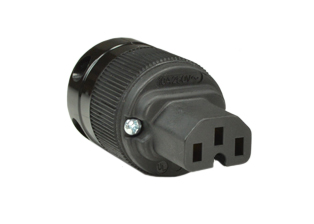 10A-250V, 15A-125V IEC 60320 C-15 CONNECTOR, (UL/CSA APPROVED), IMPACT RESISTANT NYLON, MOISTURE / DUST SHIELD, 2 POLE-3 WIRE GROUNDING (2P+E), TERMINAL ACCEPTS 10/3, 12/3, 14/3, 16/3, 18/3 AWG CONDUCTORS, STRAIN RELIEF = 0.300-0.655" DIA. CORD, BLACK. 

<br><font color="yellow">Notes: </font> 
<br><font color="yellow">*</font> Connects with C-16 power inlets.
<br><font color="yellow">*</font> Power cords, plugs, connectors, power inlets, plug adapters listed below in related products. Scroll down to view. 
