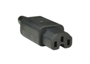 15A-250V IEC 60320 C-15 CONNECTOR, UL, CSA, VDE APPROVALS, 2 POLE-3 WIRE GROUNDING (2P+E), TERMINALS ACCEPT 18AWG-14AWG CONDUCTORS, STRAIN RELIEF ACCEPTS 8.5 mm (0.335") DIA. CORD, BLACK. 

<br><font color="yellow">Notes: </font> 
<br><font color="yellow">*</font> Connects with C-16 power inlets.
<br><font color="yellow">*</font> Power cords, plugs, connectors, power inlets, plug adapters are listed below in related products. Scroll down to view.