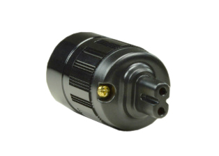 AUDIO-HIFI 2.5A-250V C-7 CONNECTOR. IEC 60320 C7 CONNECTOR, IMPACT RESISTANT NYLON, MOISTURE/DUST SHIELD, CLAMP TYPE SCREW TERMINALS ACCEPT 10/3, 12/3, 14/3, 16/3, 18/3 AWG CONDUCTORS, CORD GRIP RANGE = 0.300-0.655" DIA. CORD, BLACK.
