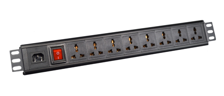 UNIVERSAL MULTI-CONFIGURATION 10 AMPERE 250 VOLT 8 OUTLET PDU POWER STRIP, 19" HORIZONTAL RACK MOUNT, (1.5U), ILLUMINATED D.P. SWITCH, IEC 60320 C-14 POWER INLET, METAL ENCLOSURE, 2 POLE-3 WIRE GROUNDING (2P+E). BLACK.

<br><font color="yellow">Notes: </font> 
<br><font color="yellow">*</font> Operating Temp. = -10C to +60C.
<br><font color="yellow">*</font> Storage Temp. = -25C to +65C.
<br><font color="yellow">*</font> Plug adapter #30140-A available. Provides "Earth" grounding connection (2P+E) for CEE 7/7, CEE 7/4 European Schuko, French plugs used with universal power strips.
<br><font color="yellow">*</font> C-14 inlet accepts all C-13, C-15 power cords, connectors.
<br><font color="yellow">*</font> View Dimensional Data Sheet for mating International, European, Thailand , China, American Plugs.

<br><font color="yellow">*</font> Mounting brackets reversible for vertical mount applications.
<br><font color="yellow">*</font> Complete range of Universal Multi Configuration Power Strips. <a href="https://www.internationalconfig.com/multi-configuration-universal-power-strips-multiple-outlet-pdu-power-distribution-units.asp" style="text-decoration: none">Universal Power Strips Link</a>
<br><font color="yellow">*</font> Mating power cords listed below in related products. Scroll down to view.

