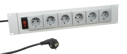 EUROPEAN GERMAN SCHUKO 16 AMPERE-250 VOLT CEE 7/3 (EU1-16R) 6 OUTLET PDU POWER STRIP, ILLUMINATED 15 AMP. DOUBLE POLE CIRCUIT BREAKER, "19 IN." HORIZONTAL RACK MOUNT, METAL ENCLOSURE, 2 POLE-3 WIRE GROUNDING (2P+E), 2.0 METER (6FT-7IN) CORD W/ CEE 7/7 (EU1-16P) PLUG. GRAY.

<br><font color="yellow">Notes: </font> 
<br><font color="yellow">*</font> Operating temp. = 0C to +60C.
<br><font color="yellow">*</font> Storage temp. = -10C to +70C.
<br><font color="yellow">*</font> European German Schuko power cords, plugs, outlets, sockets, connectors, outlet strips, GFCI (RCD) sockets listed below in related products. Scroll down to view.