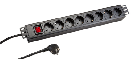 EUROPEAN GERMAN SCHUKO 16 AMPERE- 250 VOLT CEE 7/3 (EU1-16R), 50/60HZ, 8 <font color=ORANGE>(45 ANGLE)</font> OUTLET PDU POWER STRIP, ILLUMINATED 15 AMP. DOUBLE POLE SWITCH, SHUTTERED CONTACTS, 1.5U SIZE "19 IN." HORIZONTAL RACK MOUNT, METAL ENCLOSURE, 2 POLE-3 WIRE GROUNDING (2P+E), 3.0 METER (9FT-10IN) CORD, CEE 7/7 (EU1-16P) ANGLE PLUG. BLACK. 

<br><font color="yellow">Notes: </font> 
<br><font color="yellow">*</font> Operating temp. = -10C to +60C.
<br><font color="yellow">*</font> Storage temp. = -25C to +65C.
<br><font color="yellow">*</font> European German Schuko power cords, plugs, outlets, sockets, connectors, outlet strips, GFCI (RCD) sockets listed below in related products. Scroll down to view.

  