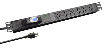 AMERICAN, CANADA NEMA 15 AMPERE-125 VOLT, TYPE B NEMA 5-15R 19" HORIZONTAL RACK MOUNT (1U) 6 OUTLET PDU POWER STRIP, SURGE PROTECTION (LED INDICATOR), 15 AMP CIRCUIT BREAKER (OVERLOAD PROTECTION), METAL ENCLOSURE, 2 POLE-3 WIRE GROUNDING (2P+E), 14/3 AWG, NEMA 5-15P PLUG, 3.0 METER (9FT-10IN) CORD, BLACK.

<br><font color="yellow">Notes: </font> 
<br><font color="yellow">*</font> Operating temp. = -10C to +45C.
<br><font color="yellow">*</font> Storage temp. = -20C to +55C.