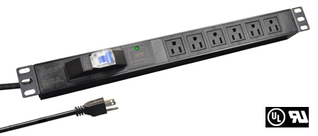 AMERICAN, CANADA NEMA 15 AMPERE-125 VOLT, TYPE B NEMA 5-15R 19" HORIZONTAL RACK MOUNT (1U) 6 OUTLET PDU POWER STRIP, SURGE PROTECTION (LED INDICATOR), 15 AMP CIRCUIT BREAKER (OVERLOAD PROTECTION), METAL ENCLOSURE, 2 POLE-3 WIRE GROUNDING (2P+E), 14/3 AWG, NEMA 5-15P PLUG, 3.0 METER (9FT-10IN) CORD, BLACK.

<br><font color="yellow">Notes: </font> 
<br><font color="yellow">*</font> Operating temp. = -10C to +45C.
<br><font color="yellow">*</font> Storage temp. = -20C to +55C.