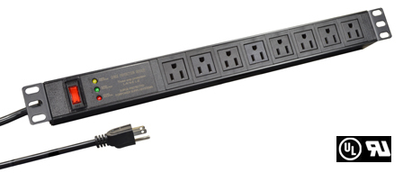 AMERICAN, CANADA NEMA 15 AMPERE-125 VOLT, TYPE B NEMA 5-15R 19" HORIZONTAL RACK MOUNT (1U) 8 OUTLET PDU POWER STRIP, FILTERED THREE WAY SURGE PROTECTION (LED INDICATORS), 15 AMP CIRCUIT BREAKER (OVERLOAD PROTECTION), METAL ENCLOSURE, 2 POLE-3 WIRE GROUNDING (2P+E), 14/3 AWG, NEMA 5-15P PLUG, 3.0 METER (9FT-10IN) CORD, BLACK.

<br><font color="yellow">Notes: </font> 
<br><font color="yellow">*</font> Operating temp. = -10C to +45C.
<br><font color="yellow">*</font> Storage temp. = -20C to +55C.