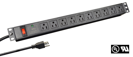 AMERICAN, CANADA NEMA 15 AMPERE-125 VOLT, TYPE B NEMA 5-15R 19" HORIZONTAL RACK MOUNT (1U) 10 OUTLET PDU POWER STRIP, SURGE PROTECTION (LED INDICATOR) 15 AMP CIRCUIT BREAKER (OVERLOAD PROTECTION), METAL ENCLOSURE, 2 POLE-3 WIRE GROUNDING (2P+E), 14/3 AWG, NEMA 5-15P PLUG, 3.0 METER (9FT-10IN) CORD, BLACK.

<br><font color="yellow">Notes: </font> 
<br><font color="yellow">*</font> Operating temp. = -10C to +45C.
<br><font color="yellow">*</font> Storage temp. = -20C to +55C.