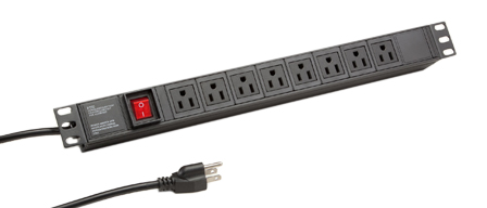 AMERICA, CANADA (NEMA) 15 AMPERE-110 VOLT TYPE B (NEMA 5-15R) 8 OUTLET PDU POWER STRIP, ILLUMINATED DOUBLE POLE SWITCH, METAL ENCLOSURE, (1U) "19"IN. HORIZONTAL RACK MOUNT, 2 POLE-3 WIRE GROUNDING (2P+E), 14/3 AWG, 3.0 METER (9FT-10IN) CORD. BLACK.

<br><font color="yellow">Notes: </font> 
<br><font color="yellow">*</font> </font>  <font color="YELLOW"> Locking versions that prevent accidental disconnect are #56506-LK (6 outlets), #56510-LK (10 outlets).</font>
<br><font color="yellow">*</font> Operating temp. = -10�C to +60�C.
<br><font color="yellow">*</font> Storage temp. = -25�C to +65�C.
<br><font color="yellow">*</font> America, Canada (NEMA) plugs, outlets, power cords, connectors, outlet strips, GFCI outlets, receptacles listed below in related products. Scroll down to view.