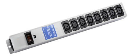 IEC 60320 C-13, C-14 PDU 8 OUTLET POWER STRIP, 10 AMPERE-230 VOLT, VERTICAL RACK/SURFACE MOUNT, METAL ENCLOSURE, SHUTTERED CONTACTS, R.F. FILTER, SURGE PROTECTION (140 JOULES), ILLUMINATED 10 AMP. DOUBLE POLE CIRCUIT BREAKER, 2 POLE-3 WIRE GROUNDING (2P+E), IEC 60320 C-14 POWER INLET. GRAY.

<br><font color="yellow">Notes: </font> 
<br><font color="yellow">*</font> Operating temp. = 0C to +60C.
<br><font color="yellow">*</font> Storage temp. = -10C to +70C.
<br><font color="yellow">*</font> C14 power inlet accepts any detachable power cord with IEC 60320, C13 or C15 type connectors.
<br><font color="yellow">*</font> IEC 60320 plugs, outlets, power cords, connectors, outlet strips are listed below in related products. Scroll down to view.
 