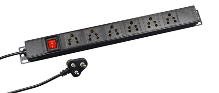INDIA PDU POWER STRIP, 6 AMPERE-250 VOLT, 6 OUTLETS <font color="yellow"> (TYPE D RATED 6A-250V) </font> (IN2-6R) IS 1293:2005, METAL ENCLOSURE, "19 IN." VERTICAL / SURFACE RACK MOUNT, ILLUMINATED DOUBLE POLE SWITCH, 2 Pole-3 WIRE GROUNDING (2P+E), 3.0 METER (9FT-10IN) CORD, <font color="yellow"> 6A-250V TYPE D PLUG</font>. BLACK.

<BR> <font color="yellow"> Notes:</font>
<BR><font color="yellow">*</font> Outlets Accept India <font color="yellow">India 6A-250V TYPE D Plugs Only.</font>

<BR><font color="yellow">*</font> Power Cord Plug,<font color="yellow"> 6A-250V Type D Plug.</font>
</font>

<BR><font color="yellow">*</font> Operating temp. = -10�C to +60�C.
<BR><font color="yellow">*</font> Storage temp. = -10�C to +70�C.
<BR><font color="yellow">*</font> Power cords, plugs, outlets, GFCI/RCD sockets, plug adapters listed below. Scroll down to view.
