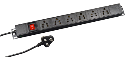 INDIA PDU POWER STRIP, 6 AMPERE-250 VOLT, 6 OUTLETS <font color="yellow"> (TYPE D RATED 6A-250V) </font> (IN2-6R) IS 1293:2005, METAL ENCLOSURE, 19" VERTICAL / SURFACE RACK MOUNT, ILLUMINATED DOUBLE POLE SWITCH, 2 POLE-3 WIRE GROUNDING (2P+E), 3.0 METER (9FT-10IN) CORD, <font color="yellow"> 6A-250V TYPE D PLUG</font>. BLACK.

<BR> <font color="yellow"> Notes:</font>
<BR><font color="yellow">*</font> Outlets Accept <font color="yellow">India 6A-250V TYPE D Plugs Only.</font>

<BR><font color="yellow">*</font> Power Cord Plug,<font color="yellow"> 6A-250V Type D Plug.</font>
</font>

<BR><font color="yellow">*</font> Operating temp. = -10C to +60C.
<BR><font color="yellow">*</font> Storage temp. = -10C to +70C.
<BR><font color="yellow">*</font> Power cords, plugs, outlets, GFCI/RCD sockets, plug adapters listed below. Scroll down to view.