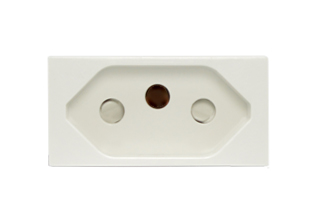 BRAZIL 16/20 AMPERE-250 VOLT NBR 14136 TYPE N (BR3-20R), OUTLET, SHUTTERED CONTACTS, 22.5mmX45mm MODULAR SIZE, 2 POLE-3 WIRE GROUNDING (2P+E).WHITE.

<br><font color="yellow">Notes: </font> 
<br><font color="yellow">*</font> Mounts on American 2X4 wall boxes, requires frame # 79170X45-N & # 79140X45-N wall plate (White, SS). 
<br><font color="yellow">*</font> Mounts on American 4X4 wall boxes, requires frame # 79210X45-N & # 79215X45-N wall plate (White) & blank 79590X45.
<br><font color="yellow">*</font> Mounts on European wall boxes (60mm on center), requires frame # 79250X45-N & wall plate # 79266X45-N.
<br><font color="yellow">*</font> Surface mount insulated wall boxes # 680601X45 series. Surface mount Metal wall boxes # 79240X45 series.
<br><font color="yellow">*</font> Surface mount weatherproof, IP66 rated. Requires frame # 730091X45 & # 74790X45 wall box.
<br><font color="yellow">*</font> Panel mount frames # 79110X45, # 79110X45-ALU. <a href="https://www.internationalconfig.com/catalog_pages/pg94.pdf" style="text-decoration: none" target="_blank"> Panel Mount Instruction Guide</a>
<br><font color="yellow">*</font> Not for use with #79230X45, 79235X45, 79280X45 wall boxes.
<br><font color="yellow">*</font> Not for use with #79100X45, 79100X45-ALU, 69580X45, 69582X45, 79595X45, 79575X45 mounting frames.
<br><font color="yellow">*</font> Complete range of modular devices and mounting component options. <a href="https://www.internationalconfig.com/modular_electrical_devices.asp" style="text-decoration: none">Modular Devices Link</a>
 <br><font color="yellow">*</font> Wall plates, boxes, outlets, switches, modular GFCI/RCD and circuit breakers are listed below. Scroll down to view.