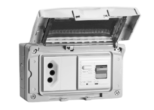 SOUTH AFRICA 16A-250V GFCI (RCBO/RCD) 50/60HZ, 10mA TRIP, ZA SANS 164-2 (SA1-16R) <font color="yellow"> TYPE N </font> OUTLET, SHUTTERED CONTACTS, IP55 RATED WEATHERPROOF  ENCLOSURE, HORIZONTAL SURFACE MOUNT, 2 POLE-3 WIRE GROUNDING (2P+E). GRAY.

<br><font color="yellow">Notes: </font> 
<br><font color="yellow">*</font> Effective January 2018, all new South Africa electrical installations shall include a minimum of one outlet complying with South Africa standard SANS 164-2. Outlet accepts South Africa SANS 164-2 type N (3 pin), SANS 164-5 (2 pin) plugs and type C (2 pin) "Europlugs".
<br><font color="yellow">*</font> Temp. range = -5C to +40C.
<br><font color="yellow">*</font> Terminal torque = 0.08Nm.
<br><font color="yellow">*</font> Plugs, power cords, GFCI sockets, power strips, adapters, WP enclosures listed below in related products. Scroll down to view.


