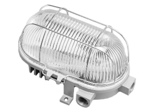 EUROPEAN / INTERNATIONAL OVAL BULKHEAD, 230 VOLT, 50 HZ, 13 WATT FLUORESCENT LIGHT FIXTURE (LESS LAMP), IP54 RATED, GLASS LENS, STEEL LENS GUARD, COATED ALUMINUM BASE, THREE M20x1.5 THREADED CONDUIT/CABLE ENTRIES, SURFACE MOUNT. GRAY.

<br><font color="yellow">Notes: </font> 
<br><font color="yellow">*</font> Use lamp #69320.