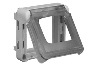 WEATHERPROOF MODULAR DEVICE MOUNTING FRAME / COVER, IP55 RATED, TRANSPARENT LIFT LID COVER, DESIGNED TO BE INSTALLED IN MODULAR DEVICE SURFACE MOUNT BOXES, FLUSH MOUNT WALL BOXES AND PANEL MOUNT FRAMES. GRAY. 

<br><font color="yellow">Notes: </font> 
<br><font color="yellow">*</font> # 69580X45 mounting frame / cover with lift lid cover, accepts 45mmX45mm & 22.5mmX45mm modular size outlets, switches and related devices.

<BR><font color="yellow">*</font> View European, British, International Outlets / Switches. <a href="https://www.internationalconfig.com/modular_electrical_devices.asp" style="text-decoration: none">[ Entire Modular Device Series ]</a>


<br><font color="yellow">*</font> Not for use with # 70100X45-IT, 74600X45, 685041X45, 685042X45 outlets, # 79512X45 switch.
 