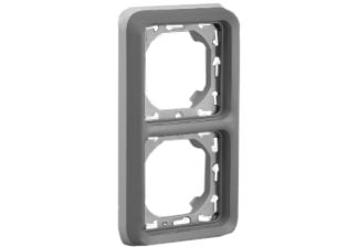 PANEL MOUNT OR WALL BOX MOUNT MODULAR DEVICE FRAME, TWO GANG, IP55 RATED. GRAY.
<br><font color="yellow">Notes: </font> 

<br><font color="yellow">*</font> Mounting frame accepts 22.5mmX45mm & 45mmX45mm modular size devices.

<br><font color="yellow">*</font> Mounts on 60mm (60.3mm) centers. View # 77190-D wall box.
 
 <BR><font color="yellow">*</font> View European, British, International Outlets / Switches. <a href="https://www.internationalconfig.com/modular_electrical_devices.asp" style="text-decoration: none">[ Entire Modular Device Series ]</a>

<BR><font color="yellow">*</font> View IP20 Rated Cover / Mounting Frame. <a href="https://internationalconfig.com/icc6.asp?item=69582X45" style="text-decoration: none"> [ IP20 Device Cover ]</a> 


<BR><font color="yellow">*</font> View IP55 Rated Weatherproof Cover / Mounting Frame. <a href="https://internationalconfig.com/icc6.asp?item=69580X45" style="text-decoration: none"> [ IP55 Device Cover ]</a>

<br><font color="yellow">*</font> For IP55 Weatherproof applications: Use two # 69580X45 lift lid weatherproof covers with # 69685X45.
<br><font color="yellow">*</font> For IP20 applications: Use one # 69582X45 covers with # 69685X45.  