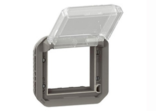 WEATHERPROOF MODULAR DEVICE MOUNTING FRAME / COVER, IP55 RATED, TRANSPARENT LIFT LID COVER, DESIGNED TO BE INSTALLED IN MODULAR DEVICE SURFACE MOUNT BOXES, FLUSH MOUNT WALL BOXES AND PANEL MOUNT FRAMES. ANTHRACITE. 

<br><font color="yellow">Notes: </font> 
<br><font color="yellow">*</font> # 69880LX45 device mounting frame / cover, accepts 45mmX45mm & 22.5mmX45mm modular size outlets, switches and related devices. <a href="https://www.internationalconfig.com/modular_electrical_devices.asp" style="text-decoration: none">[ Modular Devices ]</a>
<br><font color="yellow">*</font> Operating temp. range = -10C to +40C. Storage temp. range = -25C to +60C. UV Protected, Halogen free.

<BR><font color="yellow">*</font> View European, British, International Outlets / Switches. <a href="https://www.internationalconfig.com/modular_electrical_devices.asp" style="text-decoration: none">[ Entire Modular Device Series ]</a>
