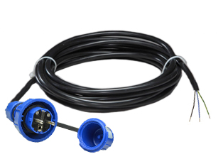 EUROPEAN SCHUKO, GERMAN WATERTIGHT 25 FOOT EXTENSION CORD, 16 AMPERE-250 VOLT, H07RN-F 2.5mm RUBBER CORDAGE, IP68 WATERTIGHT PLUG CEE 7/7 TYPE F (EU1-16P), 2 POLE-3 WIRE GROUNDING (2P+E). BLUE.
<br><font color="yellow">Length: 7.6 METERS (25 FEET)</font>  
<br><font color="yellow">Notes: </font>
<br><font color="yellow">*</font><font color="orange">Custom lengths / designs available.</font>
<br><font color="yellow">*</font> Extension Cord Locks onto European Schuko German IP68 Watertight Panel Mount Power outlets # <a href="https://internationalconfig.com/icc6.asp?item=71446" style="text-decoration: none">71446</a>.

<br><font color="yellow">*</font> Extension Cord Locks onto European Schuko German IP67 Watertight Power Strip # <a href="https://internationalconfig.com/icc6.asp?item=71449" style="text-decoration: none">71449</a>.

<br><font color="yellow">*</font> France / Belgium Watertight extension cords available. View  # <a href="https://internationalconfig.com/icc6.asp?item=71025" style="text-decoration: none">71025</a>.

<BR><font color="yellow">*</font> Material: Nylon, Temp. Range = -5C to +40C.<br><font color="yellow">*</font> Watertight IP68 European Schuko, German outlets, plugs, connectors listed below in related products. Scroll down to view. 